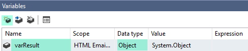 Send HTML Email Task - Create Variable